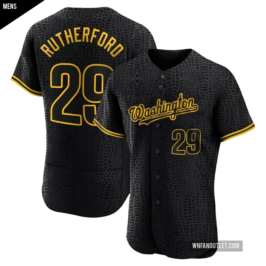 Men's Washington Nationals ＃29 Blake Rutherford Authentic Black Snake Skin City Jersey