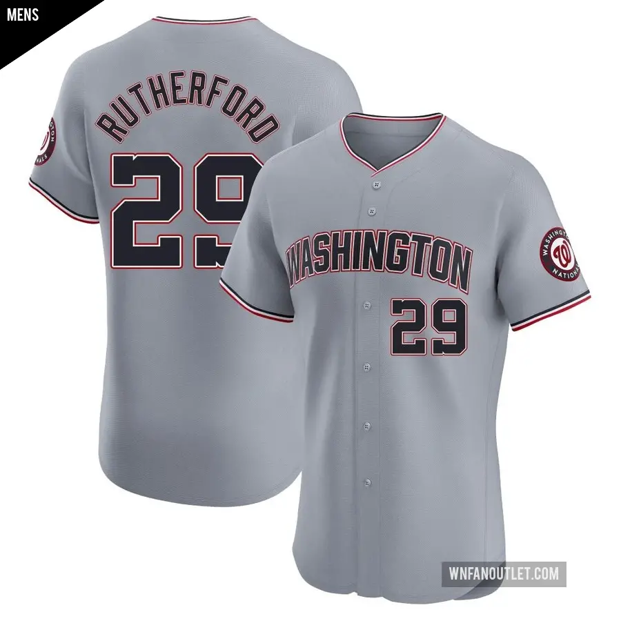 Men's Washington Nationals ＃29 Blake Rutherford Elite Gray Road Jersey