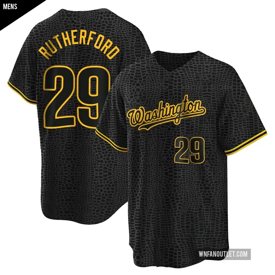 Men's Washington Nationals ＃29 Blake Rutherford Replica Black Snake Skin City Jersey