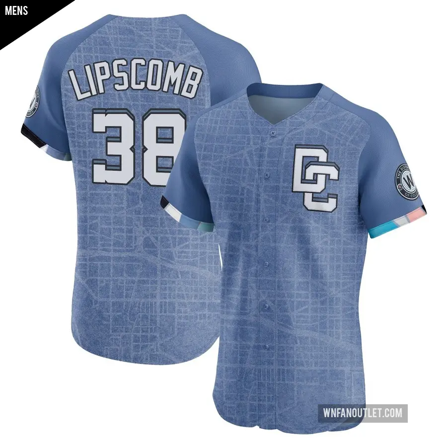 Men's Washington Nationals ＃38 Trey Lipscomb Elite Blue 2025 City Connect Jersey