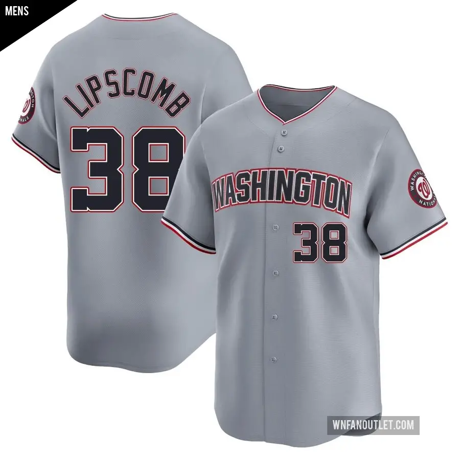 Men's Washington Nationals ＃38 Trey Lipscomb Limited Gray Road Jersey