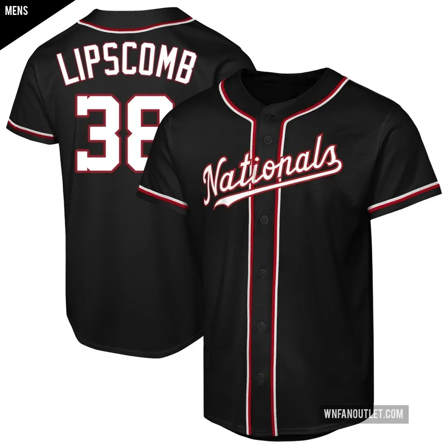 Men's Washington Nationals ＃38 Trey Lipscomb Replica Black Fashion Out Jersey