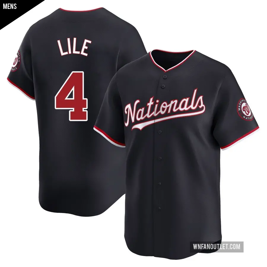 Men's Washington Nationals ＃4 Daylen Lile Limited Navy Alternate Jersey
