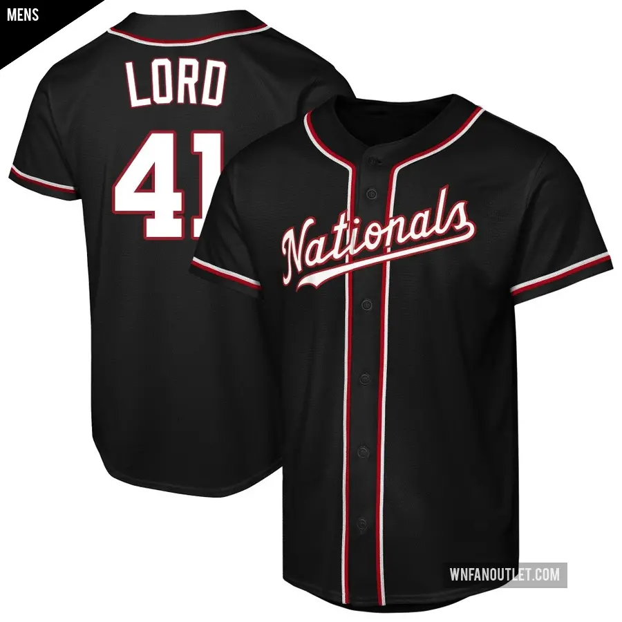 Men's Washington Nationals ＃41 Brad Lord Replica Black Fashion Out Jersey