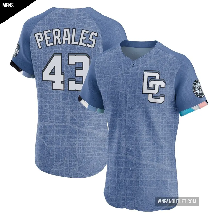 Men's Washington Nationals ＃43 Luis Perales Elite Blue 2025 City Connect Jersey