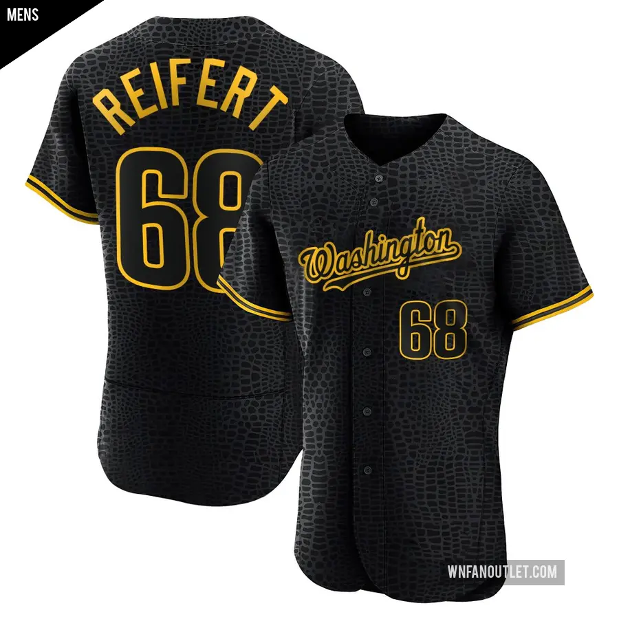 Men's Washington Nationals ＃68 Evan Reifert Authentic Black Snake Skin City Jersey
