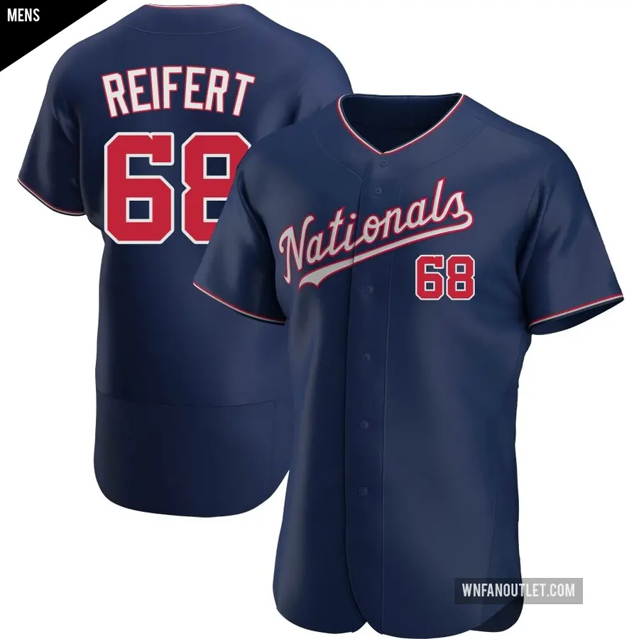 Men's Washington Nationals ＃68 Evan Reifert Authentic Navy Alternate Jersey