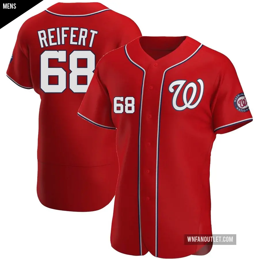 Men's Washington Nationals ＃68 Evan Reifert Authentic Red Alternate Jersey