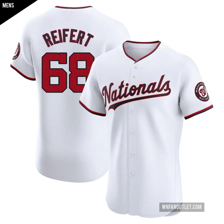 Men's Washington Nationals ＃68 Evan Reifert Elite White Home Jersey
