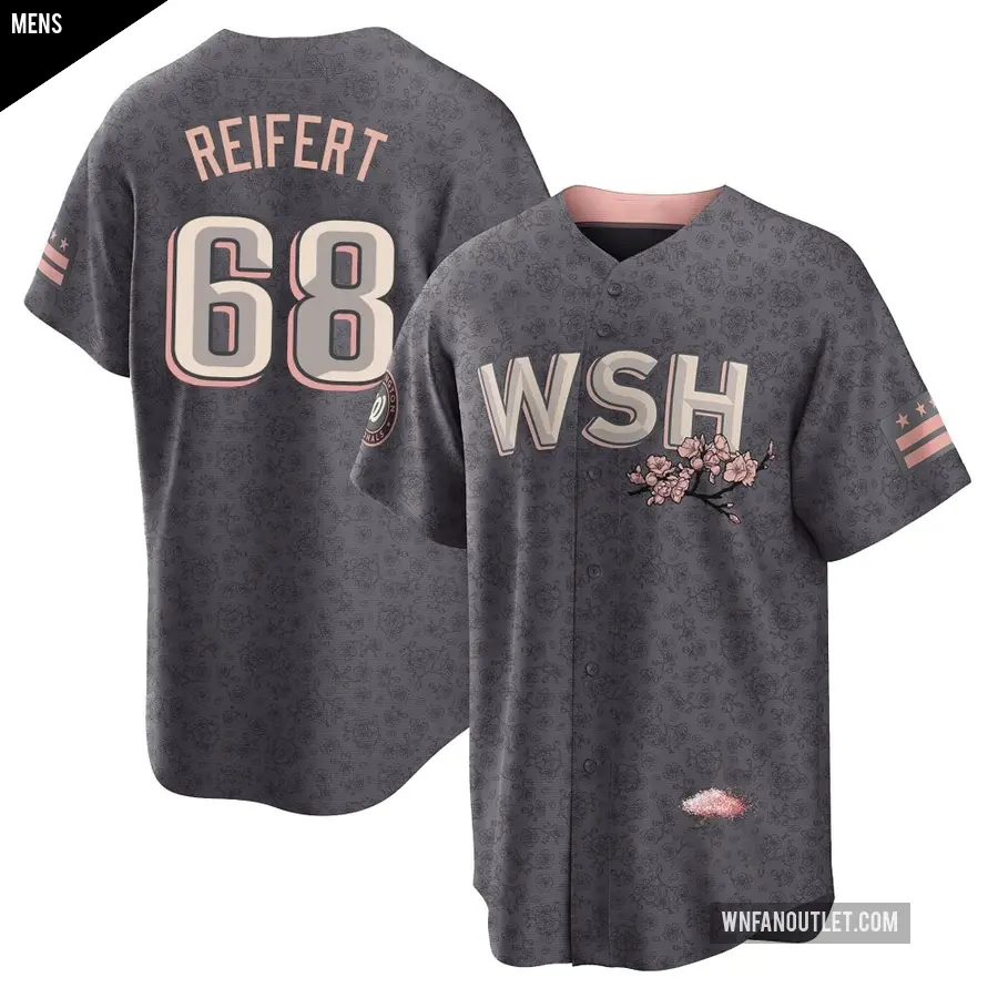 Men's Washington Nationals ＃68 Evan Reifert Replica Gray 2022 City Connect Jersey