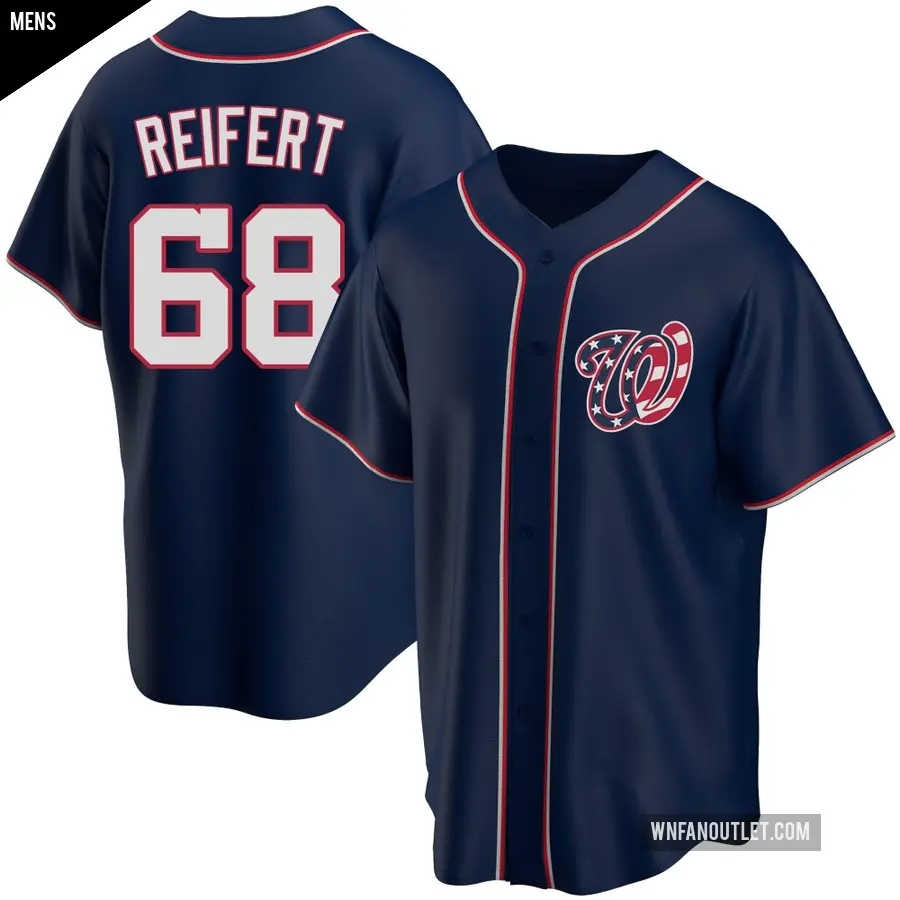 Men's Washington Nationals ＃68 Evan Reifert Replica Navy Alternate Team Jersey