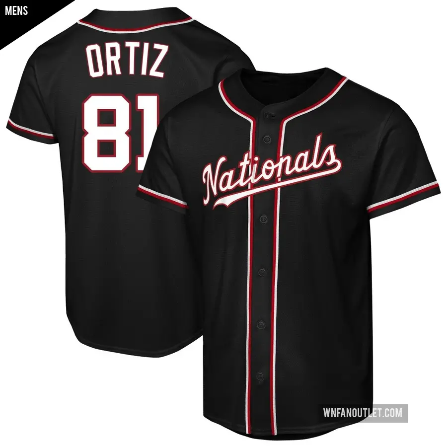Men's Washington Nationals ＃81 Abimelec Ortiz Replica Black Fashion Out Jersey
