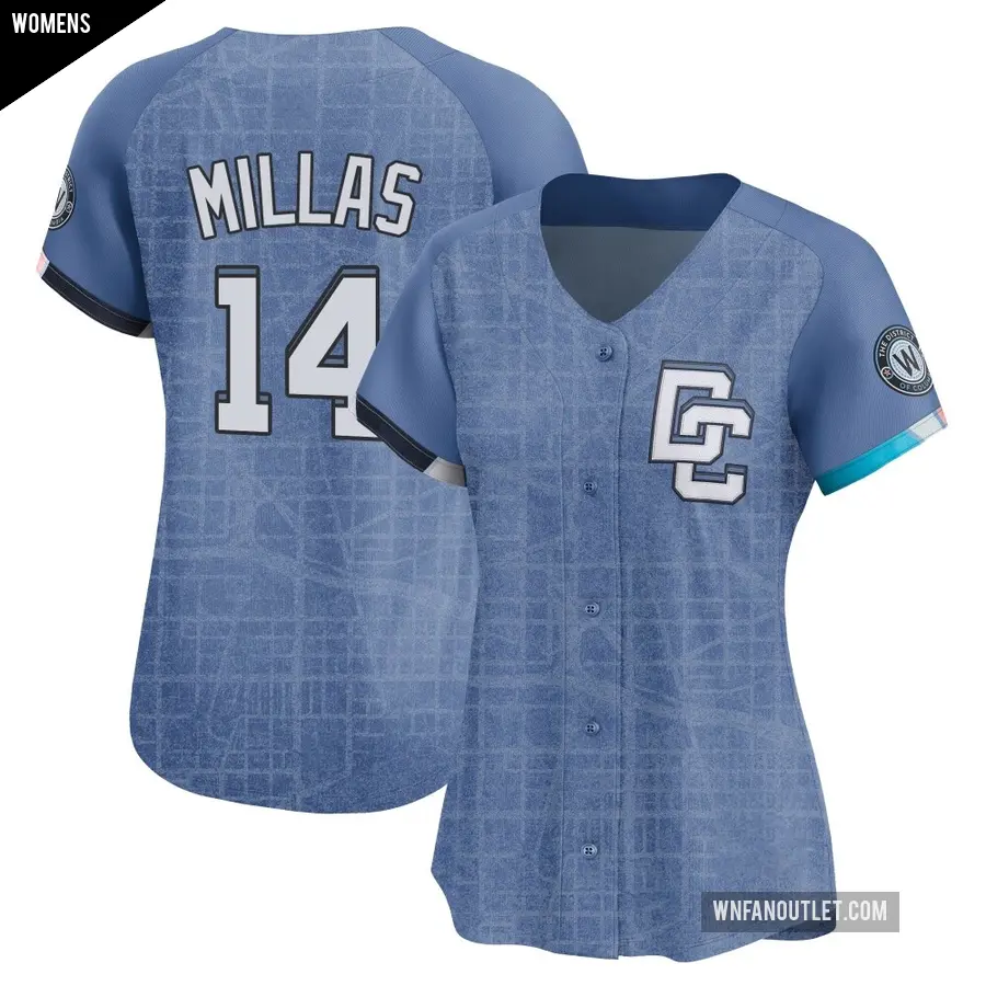 Women's Washington Nationals ＃14 Drew Millas Limited Blue 2025 City Connect Jersey