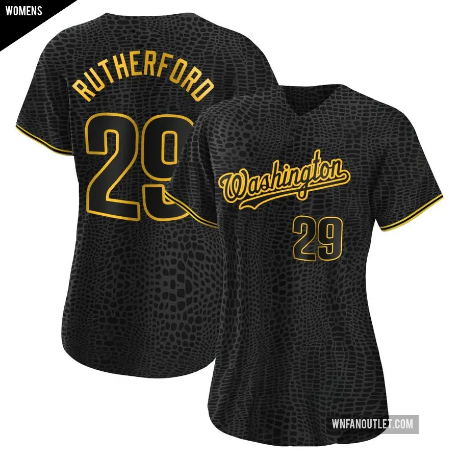 Women's Washington Nationals ＃29 Blake Rutherford Replica Black Snake Skin City Jersey
