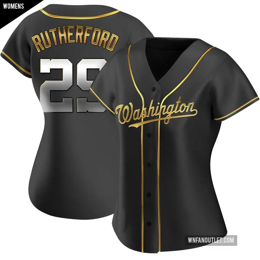 Women's Washington Nationals ＃29 Blake Rutherford Replica Gold Black en Alternate Jersey