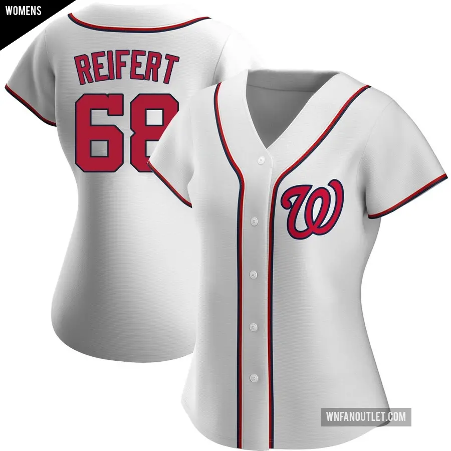 Women's Washington Nationals ＃68 Evan Reifert Authentic White Home Jersey
