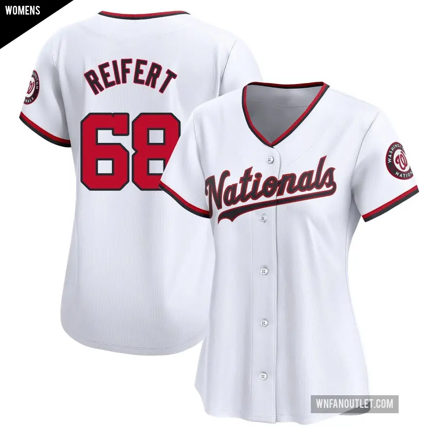 Women's Washington Nationals ＃68 Evan Reifert Limited White Home Jersey