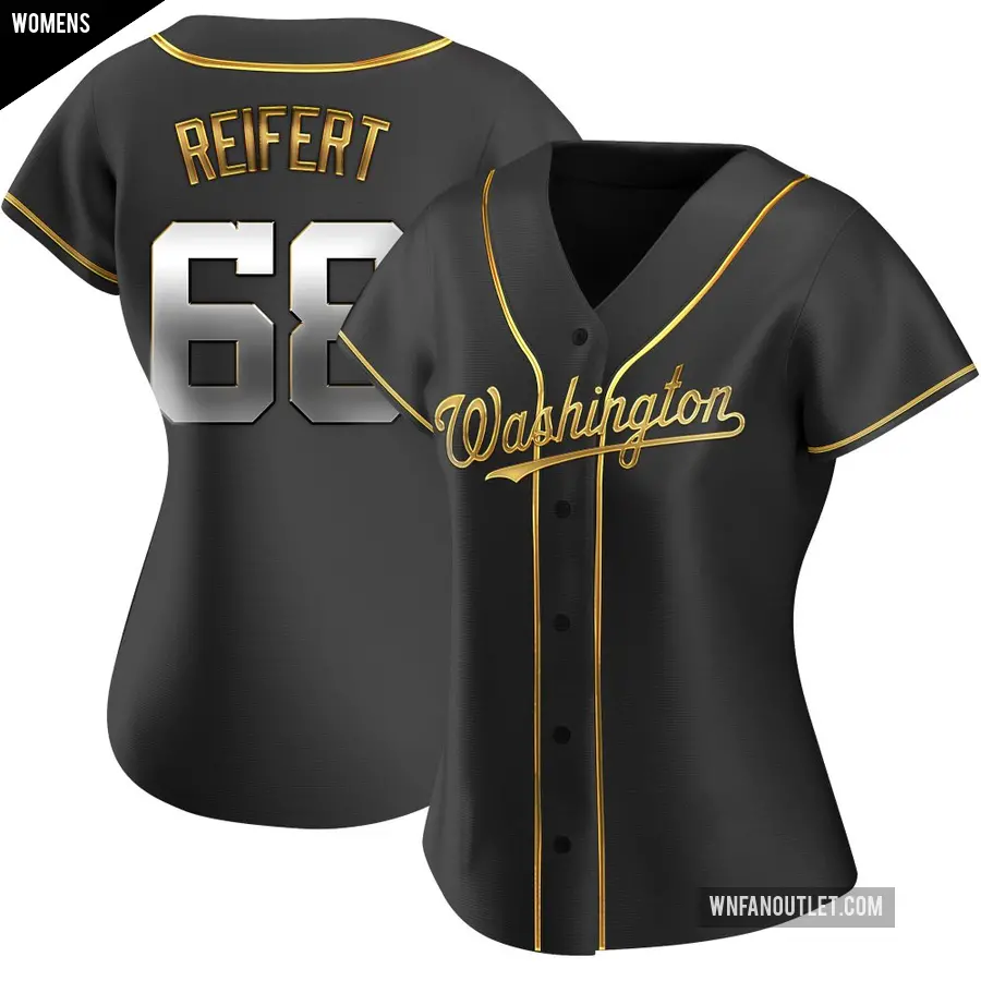 Women's Washington Nationals ＃68 Evan Reifert Replica Gold Black en Alternate Jersey