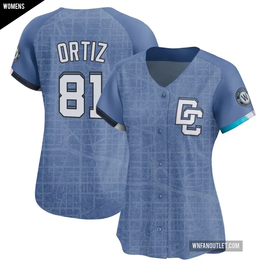 Women's Washington Nationals ＃81 Abimelec Ortiz Limited Blue 2025 City Connect Jersey