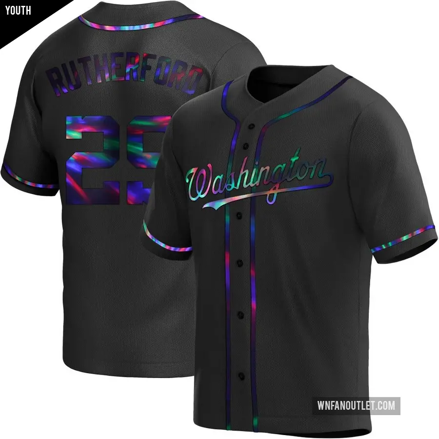 Youth Washington Nationals ＃29 Blake Rutherford Replica Black Holographic Alternate Jersey