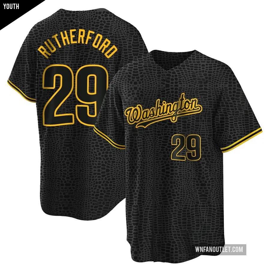 Youth Washington Nationals ＃29 Blake Rutherford Replica Black Snake Skin City Jersey