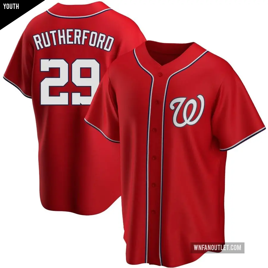 Youth Washington Nationals ＃29 Blake Rutherford Replica Red Alternate Jersey