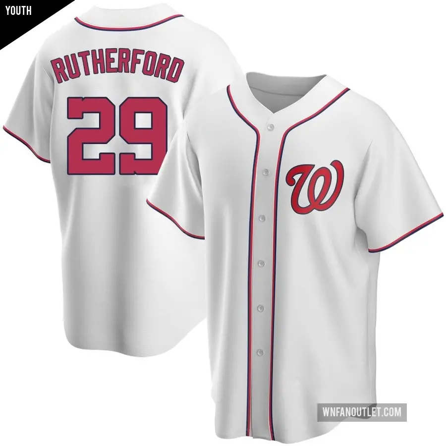 Youth Washington Nationals ＃29 Blake Rutherford Replica White Home Jersey