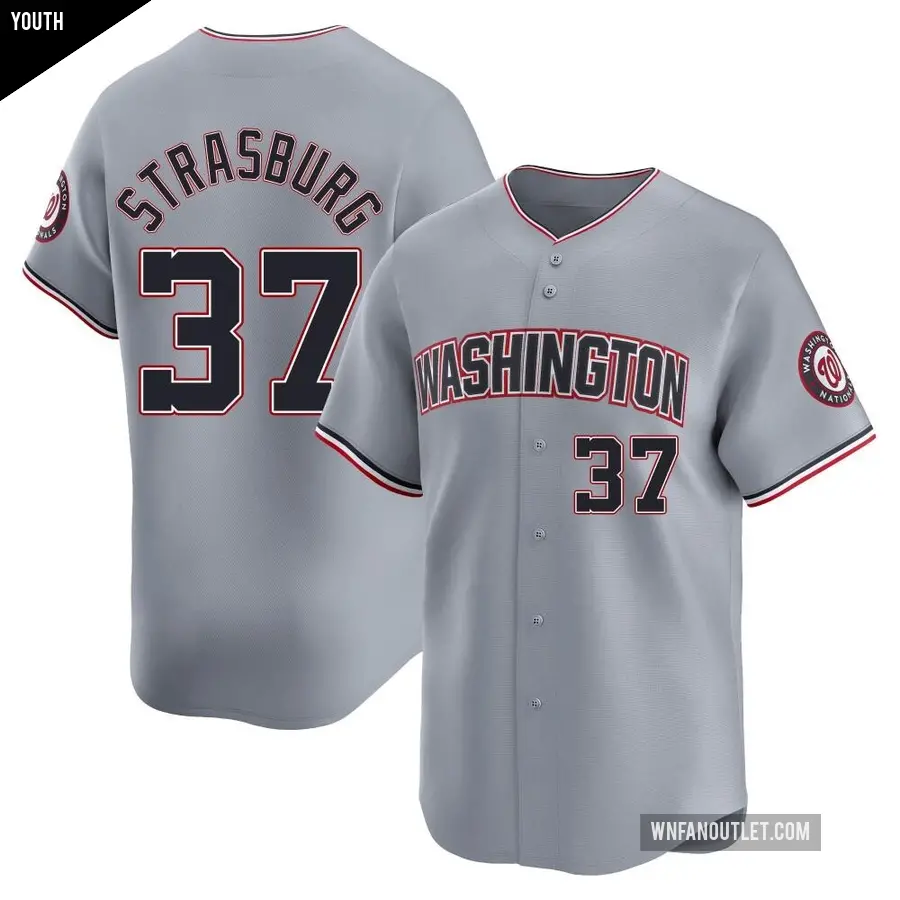 Youth Washington Nationals ＃37 Stephen Strasburg Limited Gray Road Jersey