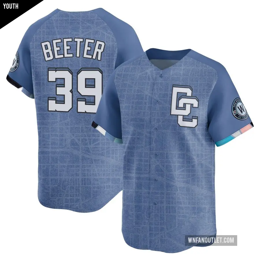 Youth Washington Nationals ＃39 Clayton Beeter Limited Blue 2025 City Connect Jersey