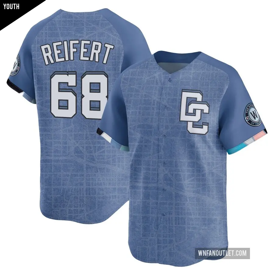 Youth Washington Nationals ＃68 Evan Reifert Limited Blue 2025 City Connect Jersey