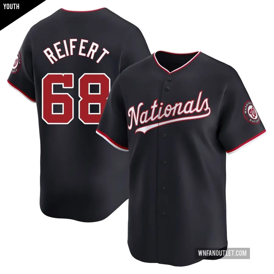 Youth Washington Nationals ＃68 Evan Reifert Limited Navy Alternate Jersey