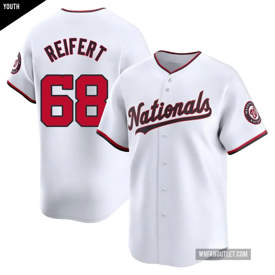 Youth Washington Nationals ＃68 Evan Reifert Limited White Home Jersey