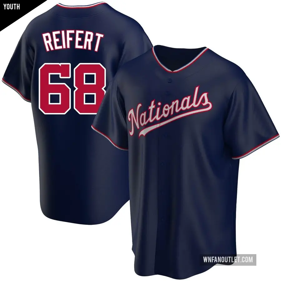 Youth Washington Nationals ＃68 Evan Reifert Replica Navy Alternate Jersey