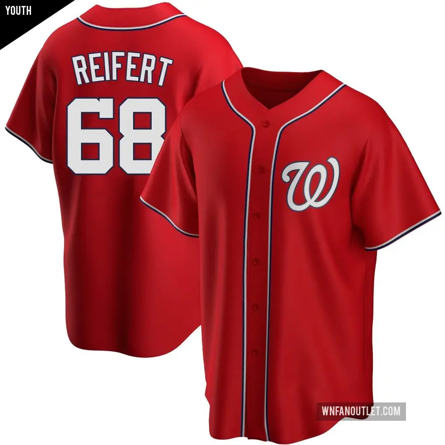 Youth Washington Nationals ＃68 Evan Reifert Replica Red Alternate Jersey