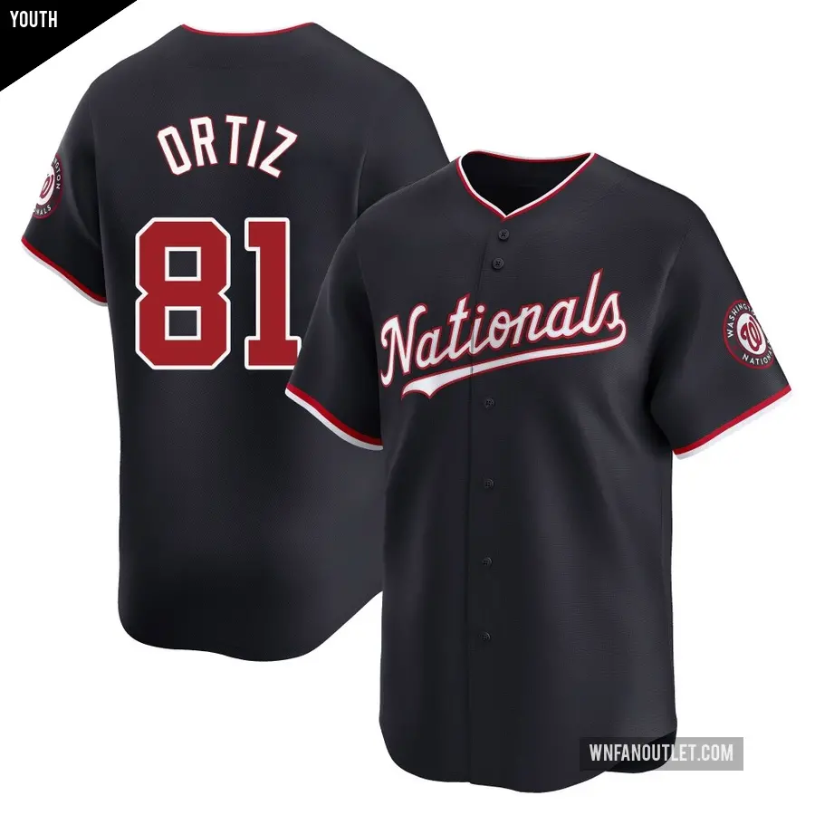 Youth Washington Nationals ＃81 Abimelec Ortiz Limited Navy Alternate Jersey