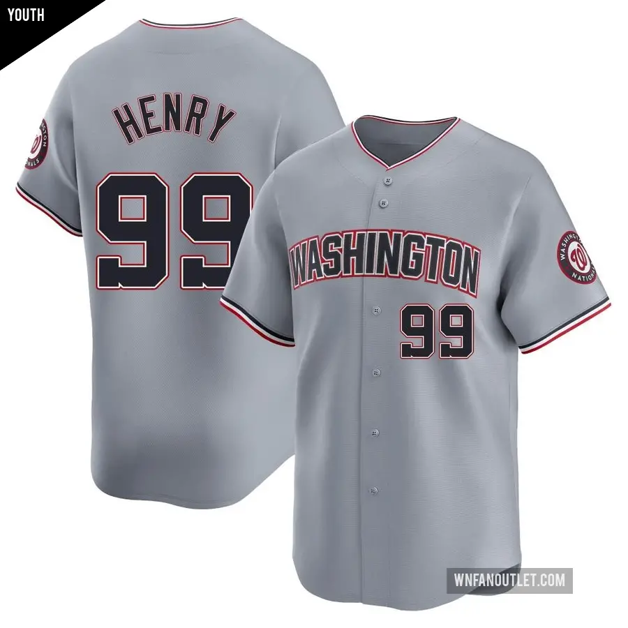 Youth Washington Nationals ＃99 Cole Henry Limited Gray Road Jersey