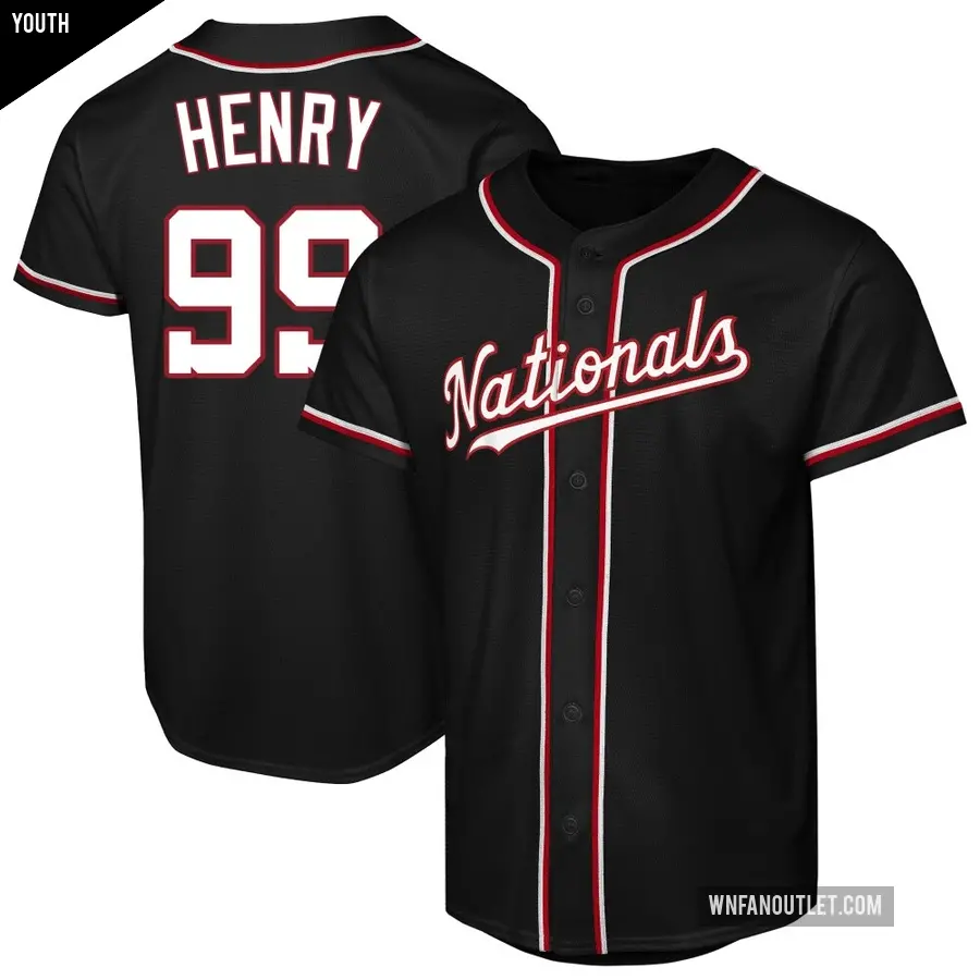 Youth Washington Nationals ＃99 Cole Henry Replica Black Fashion Out Jersey